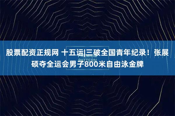 股票配资正规网 十五运|三破全国青年纪录！张展硕夺全运会男子800米自由泳金牌