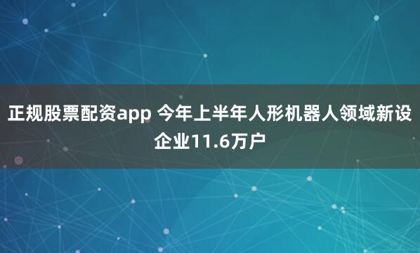 正规股票配资app 今年上半年人形机器人领域新设企业11.6万户